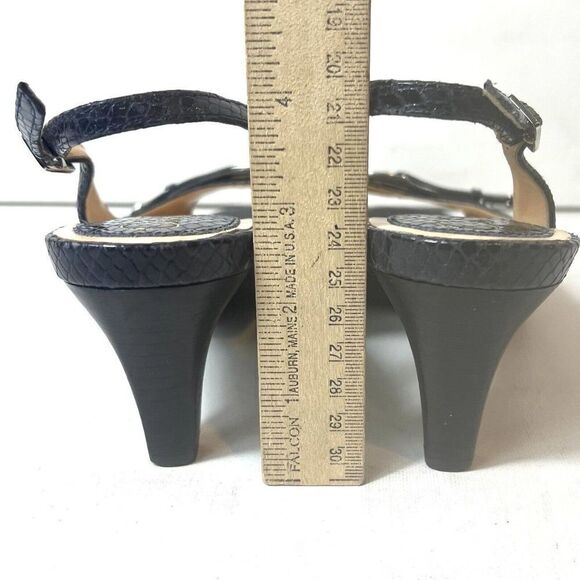 Cole Haan Women 7B Purple Snake Skin Print Leather Sling Back Heel Peep Toe Shoe - Picture 9 of 12